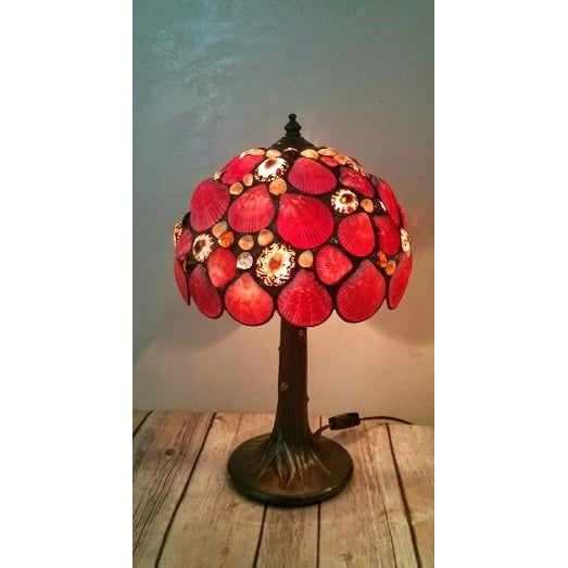 Lampshade & Base Seashells Stained glass Lamp East Village Artisans New - Seashell Lampshades