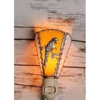 Night Light Plug In Yellow Stained Glass Parrot  Bedroom Handmade Eastvillageartisans - Seashell Lampshades