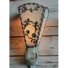 Stained Glass Night Light Plug In Bedroom Iridescent White with hints of pink - Seashell Lampshades