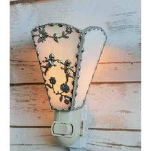 Stained Glass Night Light Plug In Bedroom Iridescent White with hints of pink - Seashell Lampshades