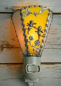 angels stained glass night light Yellow