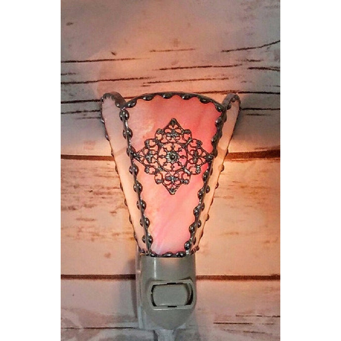 Stained Glass Night Light Victorian Design - Seashell Lampshades