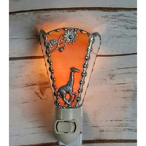 Stained Glass Night Light Plug In Bedroom lite Giraffe - Seashell Lampshades